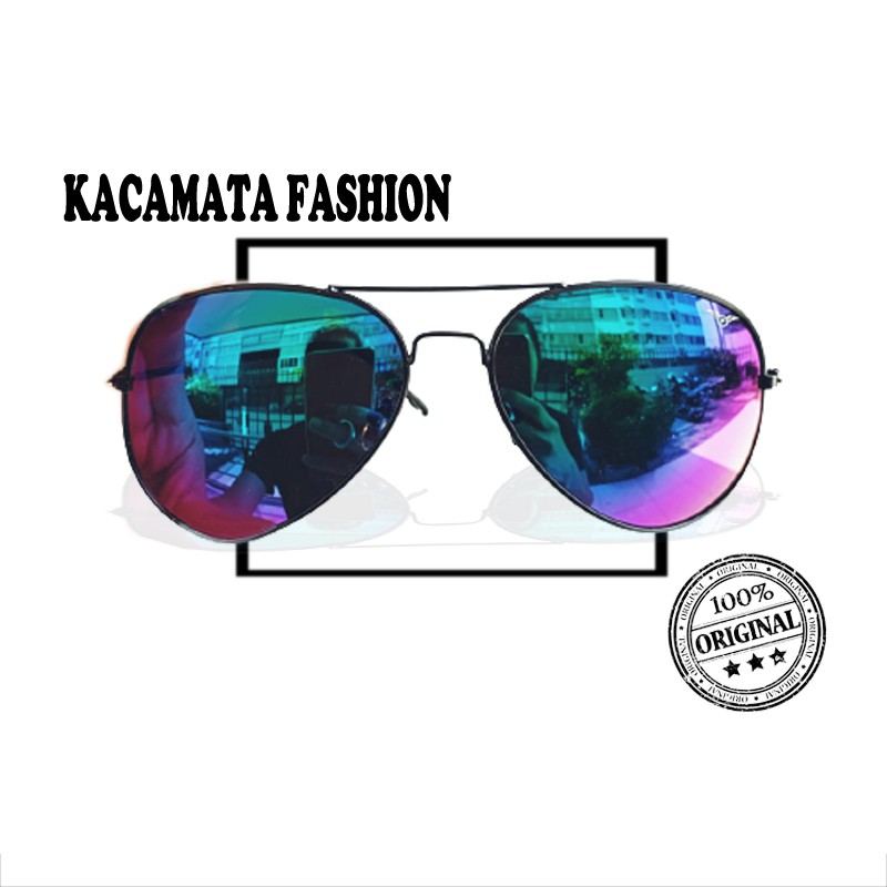 Kacamata hitam pria wanita gaya aviator lensa mirror sunglasses unisex kaca mata fashion kacamata