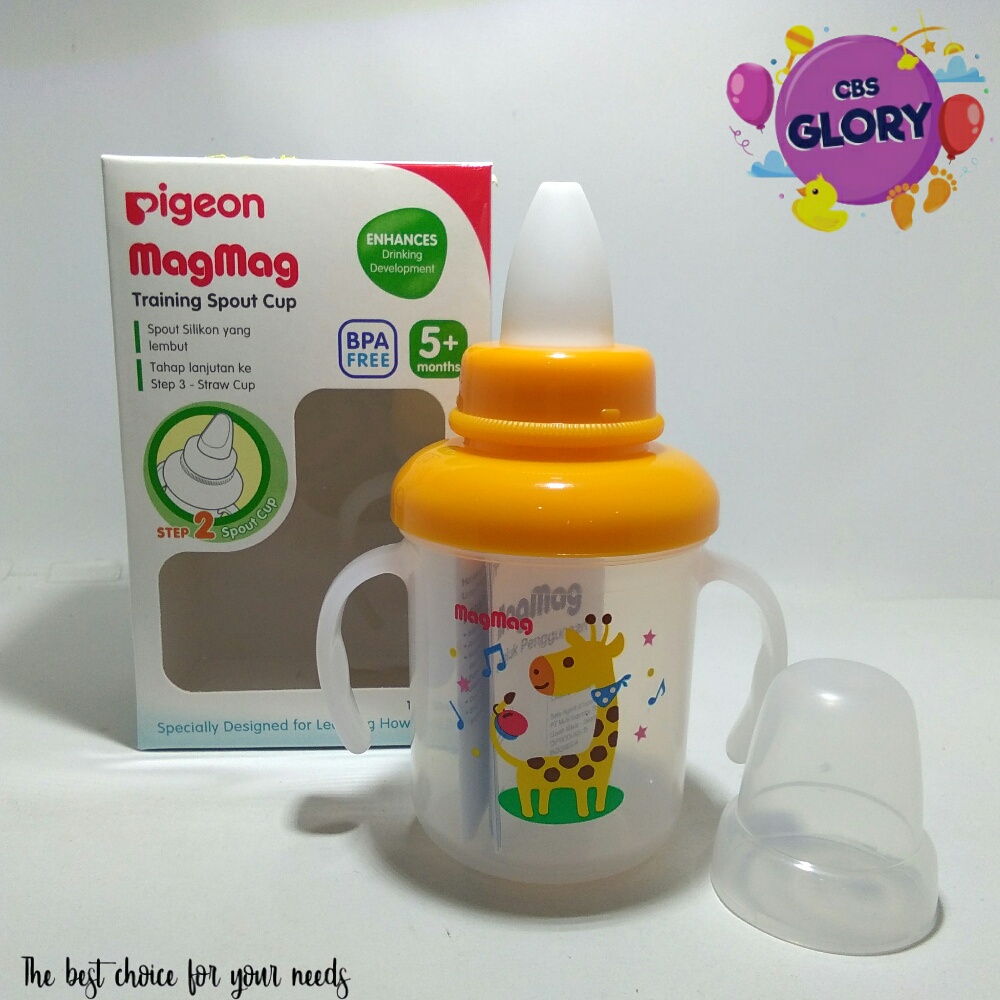 Pigeon Mag Mag Step 2 Spout Cup Silikon Lembut Untuk Usia 5+ Bulan