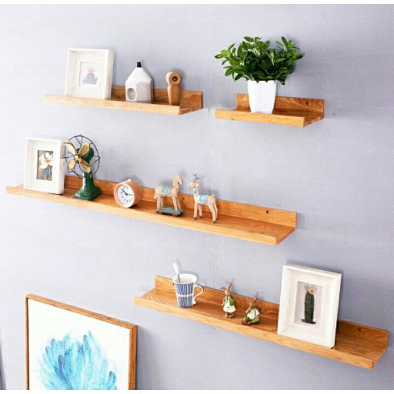 Rak tempel dinding/Rak ambalan kayu murah 1set