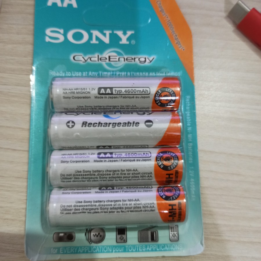 Baterai Sony AA Rechargeable Bisa Di Cas Ulang 4600mAh isi 4Pcs