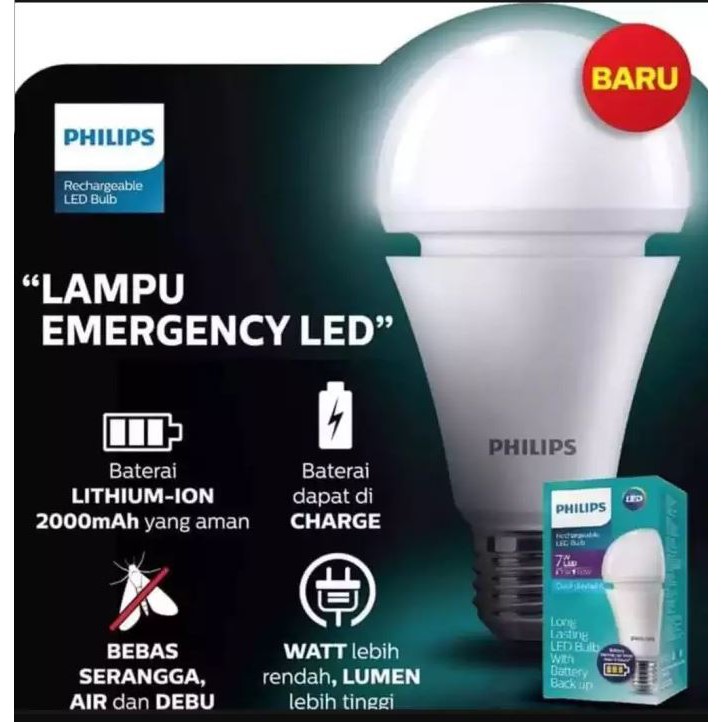 Lampu LED Philips emergency / magic ac dc 7w 7 watt ( 7,5 watt ) tetap nyala walau mati lampu