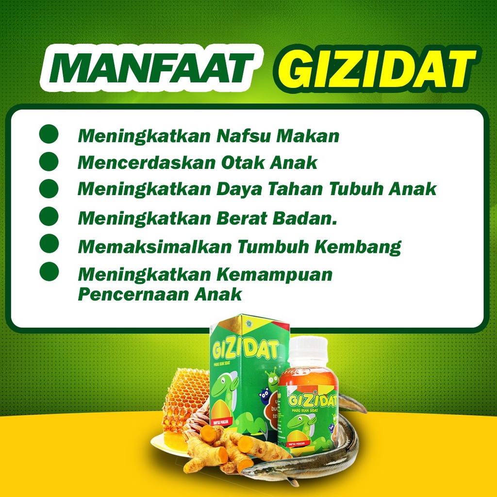 Gizidat Madu Multivitamin Nutrisi Penambah Nafsu Makan &amp; Berat Badan Penggemuk Alami Lancarkan Pencernaan Tingkatkan Daya Tahan Tubuh Anak Gijidat Isi 130ml