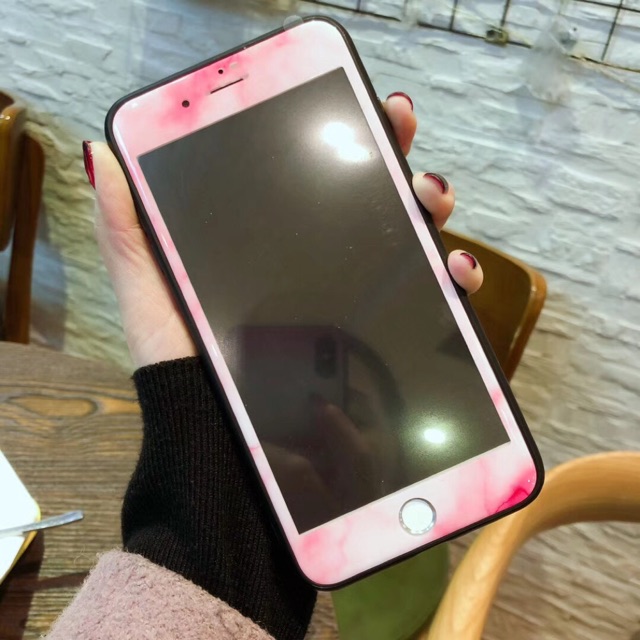 Anti Gores Tempered glass motif marble pink Iph X Iph 8plus Tempered Glass