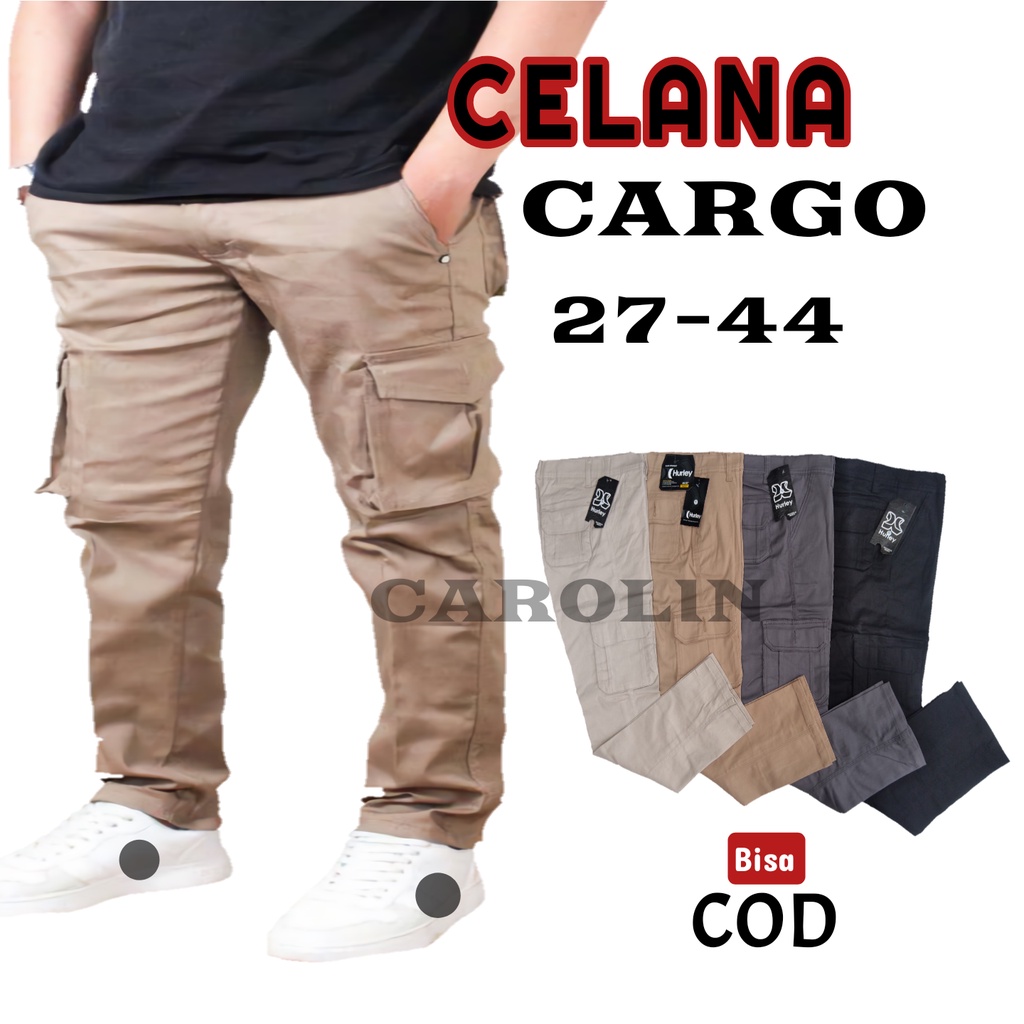 Celana Cargo Panjang Pria Big Size 27-48 Hitam Pdl Celana Gunung