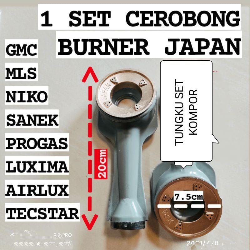 Tungku kompor gas umum SET ALOY- Burner Set , Progas Niko Matshunichi - cerobong umum SET RRT