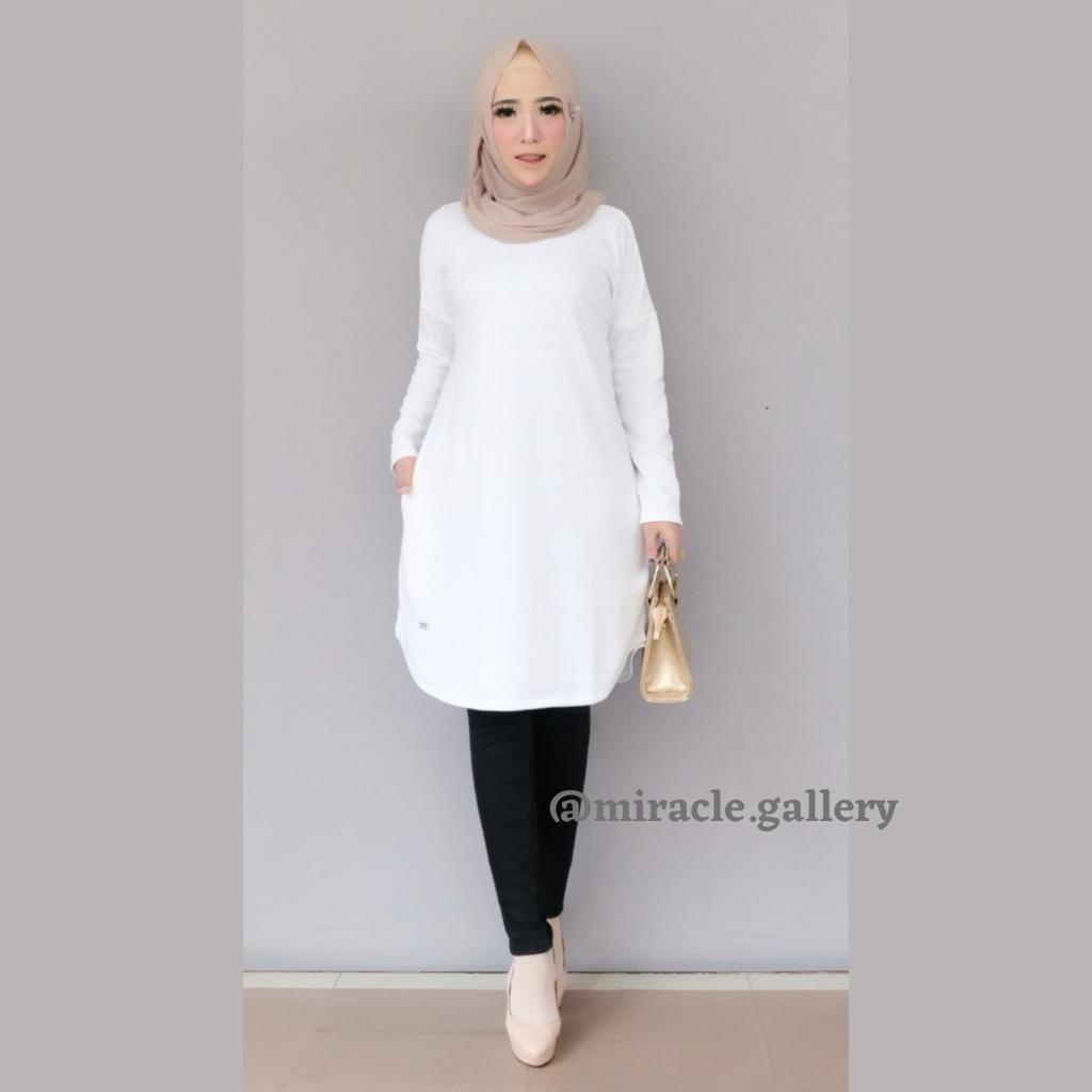 Blouse Tunik POLOS Bahan BebyTerry Tebal / Fashion Muslim Atasan