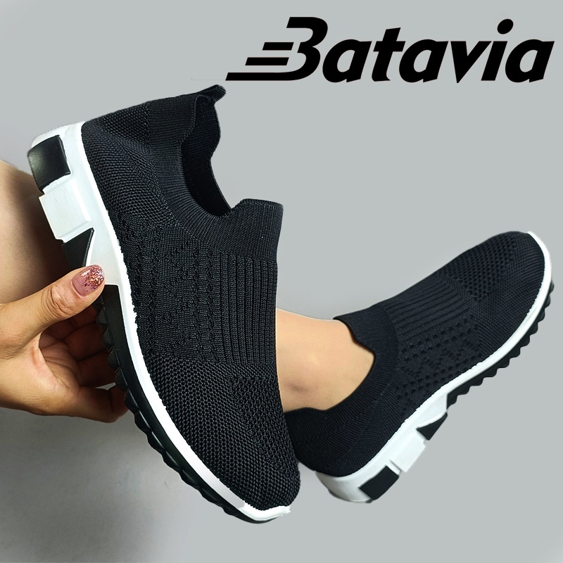 Batavia GROSIR sepatu kanvas wanita rajut sepatu wanita  hitam Sepatu Wanita Sport Women Sneakers A107\A21/A23-A21 BLACK