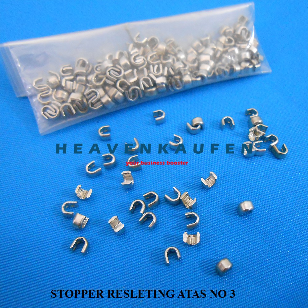 Stopper Resleting Zipper Atas No 3 Nikel Silver Per Pack isi 100 Pcs