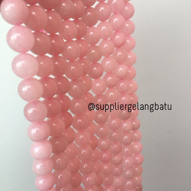 batu kristal rose quartz 12mm pink natural crystal stone healing ping bahan gelang kalung batu alam