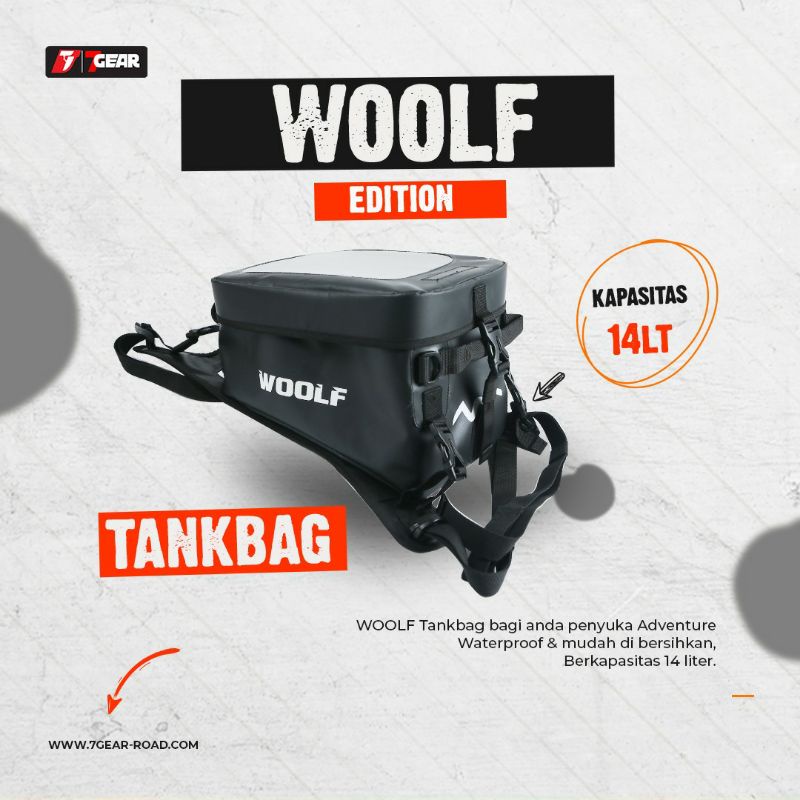Woolf Large Waterproof 14 Liter | Tas Motor | Tas Tanki Plastik | Tas Jok | Tas Anti Air | Tas Adven