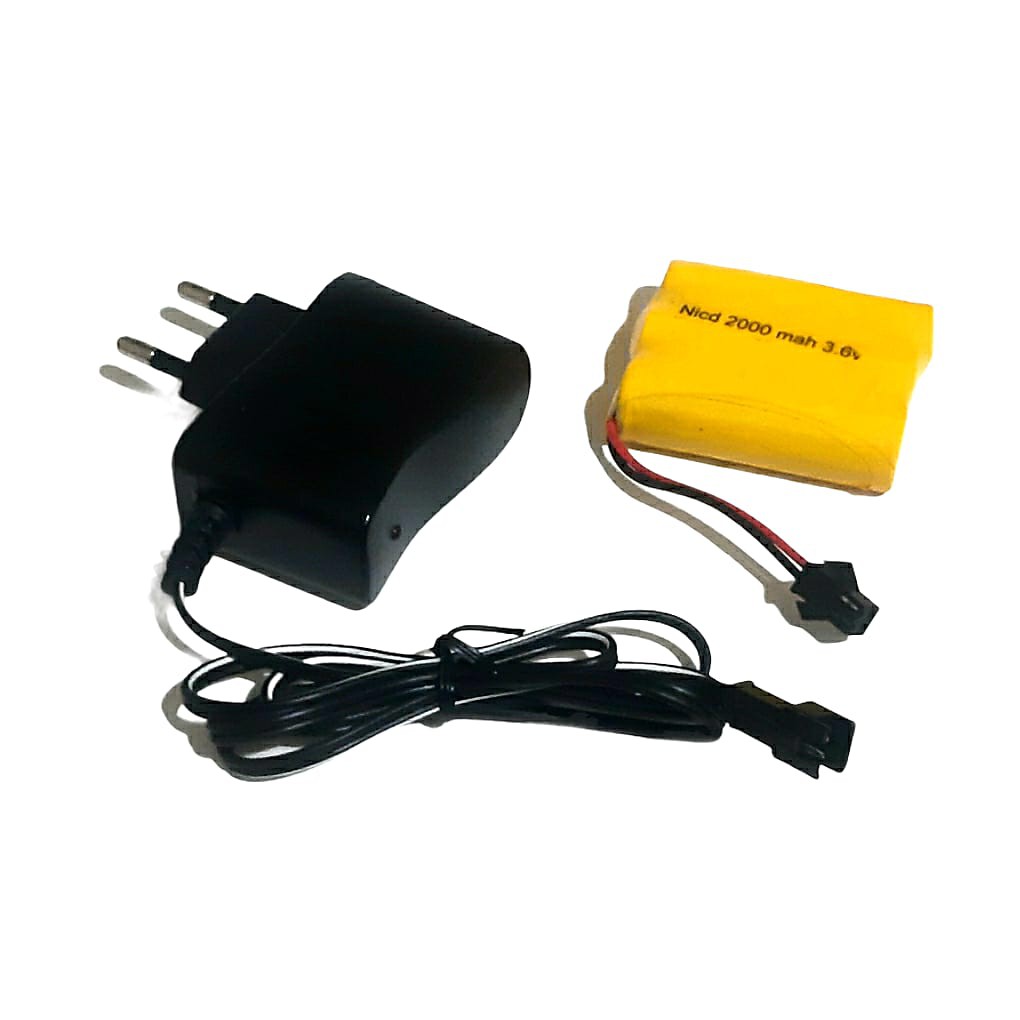 Baterai Mobil Remot RC + Charger Baterai 3x AA Ni-Cd 3.6v - 2000mAh Socket Hitam