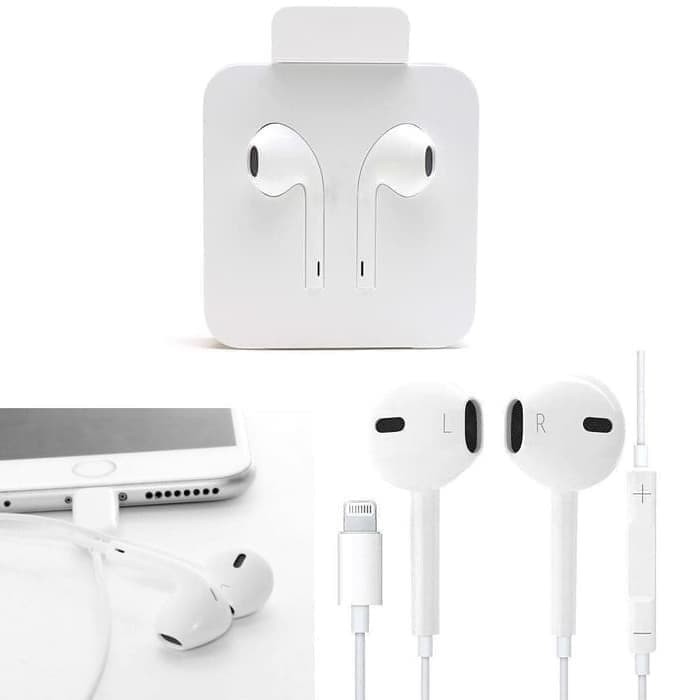 Murah HEADSET HANDSFREE FOR IPHONE 7 / 8 LIGHTNING PUTIH
