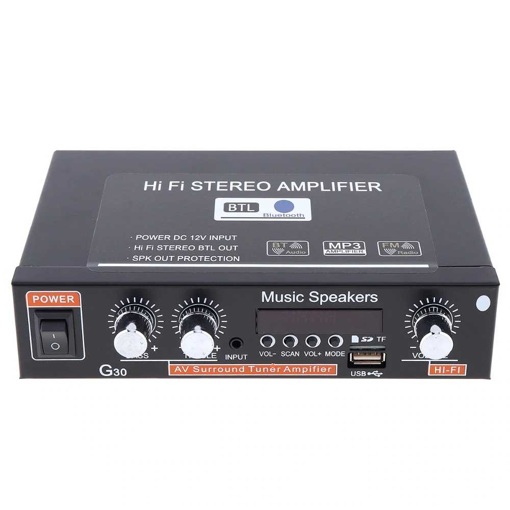 Power Amplifier Car Audio HiFi Stereo Treble Bass Remote murah- G30