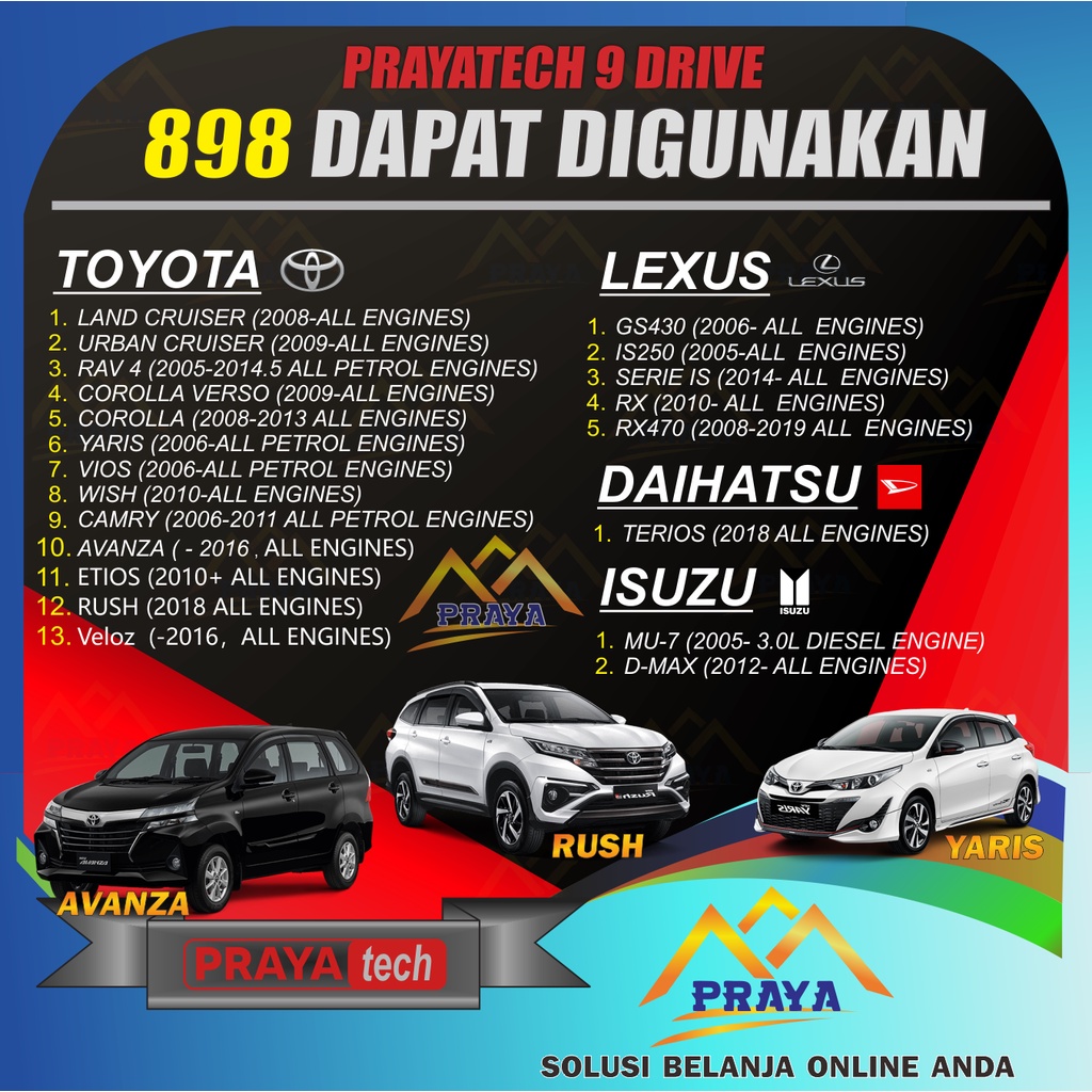 prayatech 9drive 898 toyota avanza piggyback remap ecu