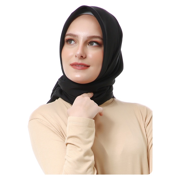 Vierra Jilbab Segiempat Paris Polos Premium Best Style - Hitam