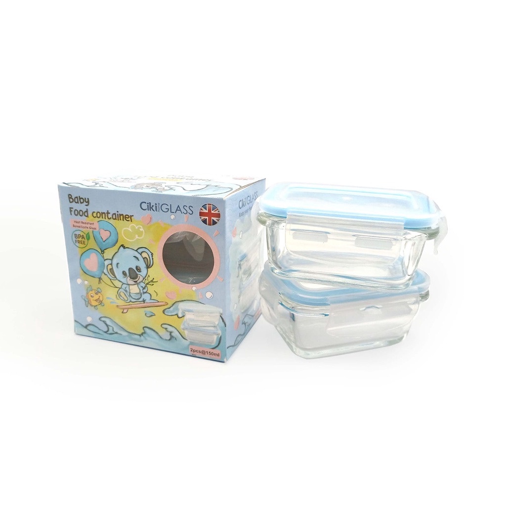 CIKI Glass Baby Food Container Wadah Kaca Mpasi 150ml Isi 2