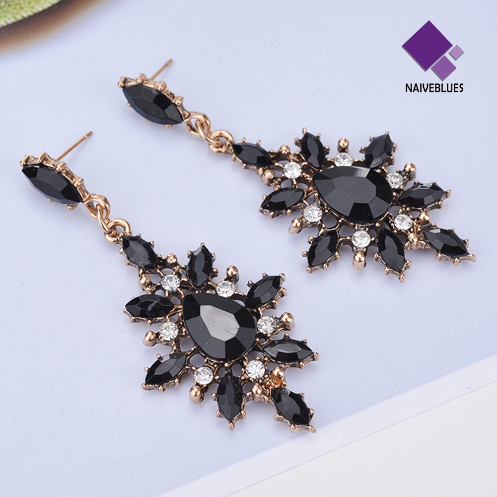 Anting Menjuntai Bentuk Tetesan Air Mata Marquise Snowflake Untuk Wanita