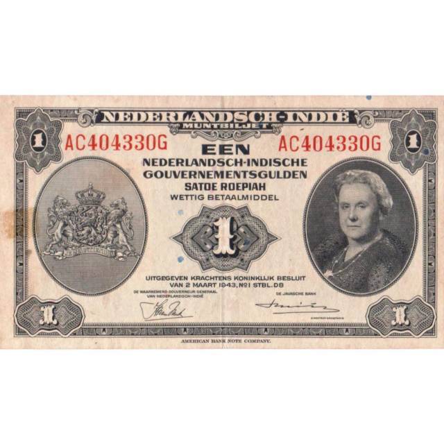 Uang Kuno Lama 1 Rupiah Nica Tahun 1943
