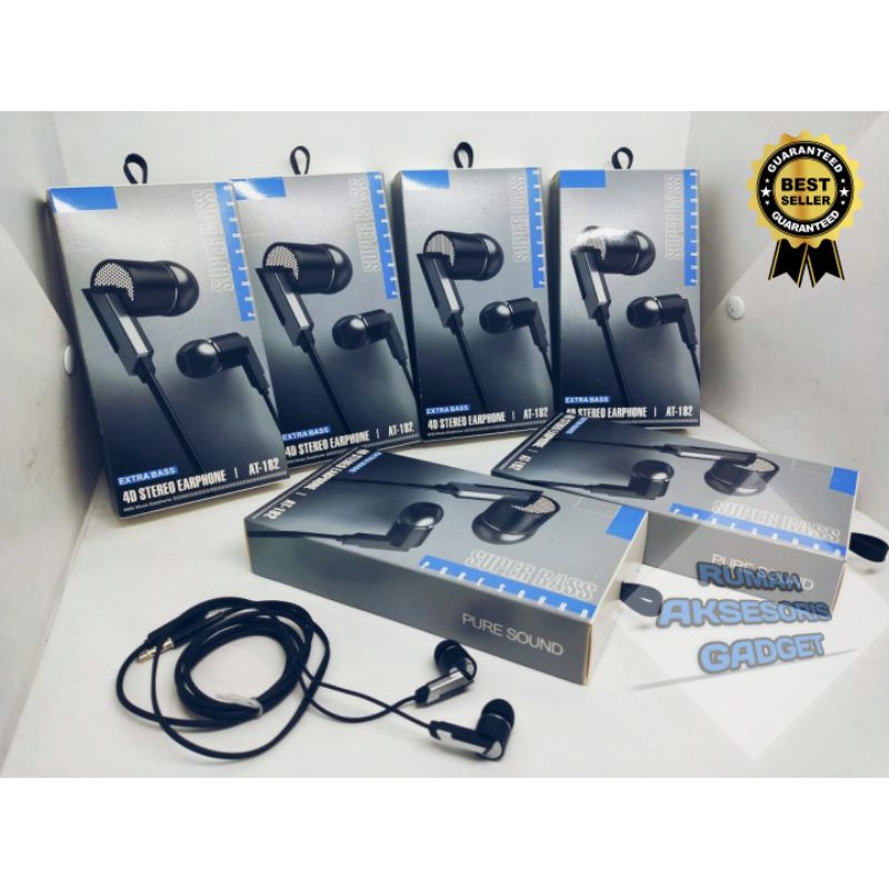 ORIGINAL 100 % Hansfree PHILIPS AT-182 headset earphone extra bass dengan kualitas