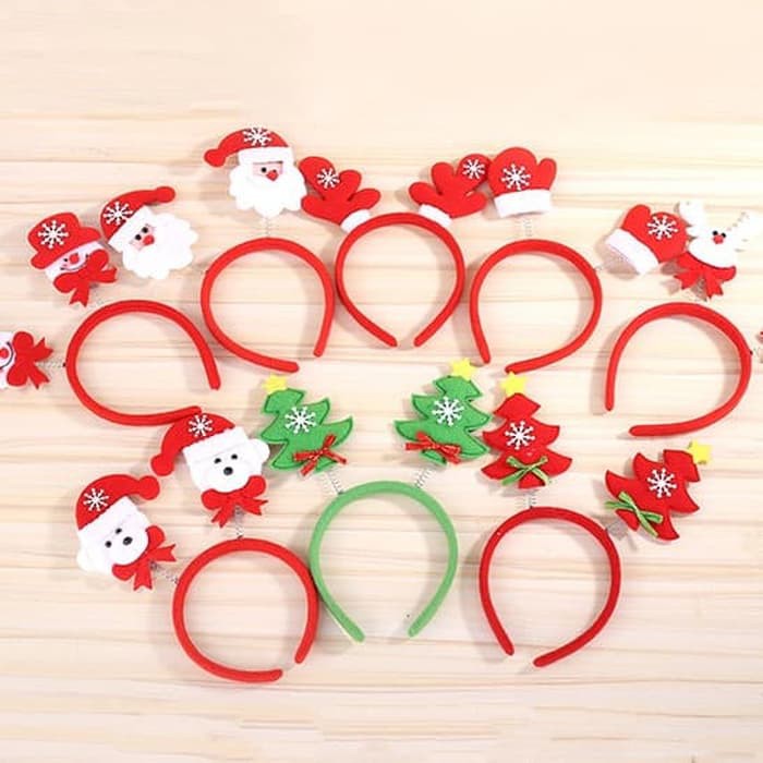 XBT bando karakter santa rusa pohon snowman natal christmas headband