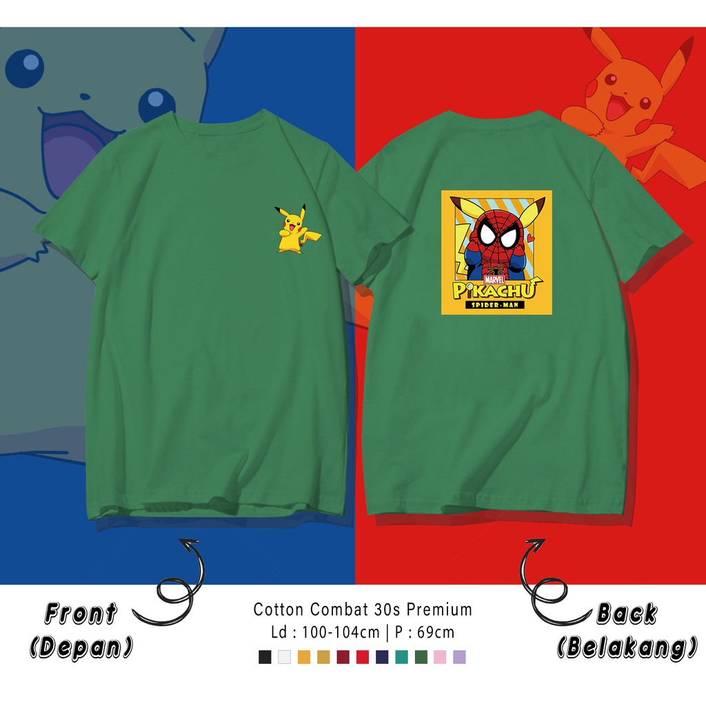 POKEMON PIKACU SPIDER CARTOON KAOS PREMIUM / TERMURAH DESIGN QUALITY