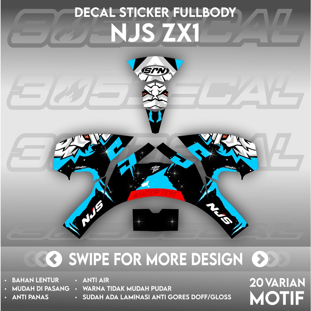Sticker decal helm NJS ZX1 motif Jaume Masia winter test 2022 decal helm decal sticker