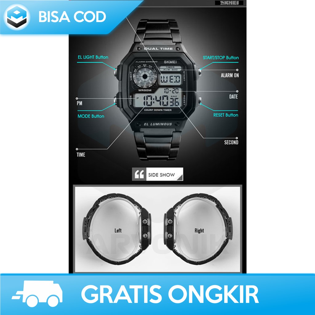 JAM TANGAN COWOK DIGITAL ANTI AIR SKMEI ORIGINAL 1335 - JAM TANGAN DIGITAL KOTAK MURAH BERGARANSI