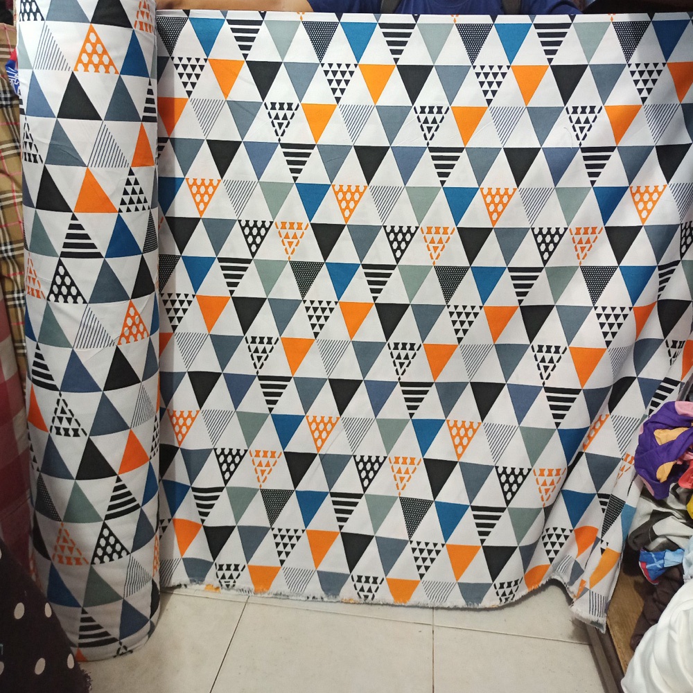 Bahan Kain Sprei Meteran Katun Microtex Disperse Motif Abstrak