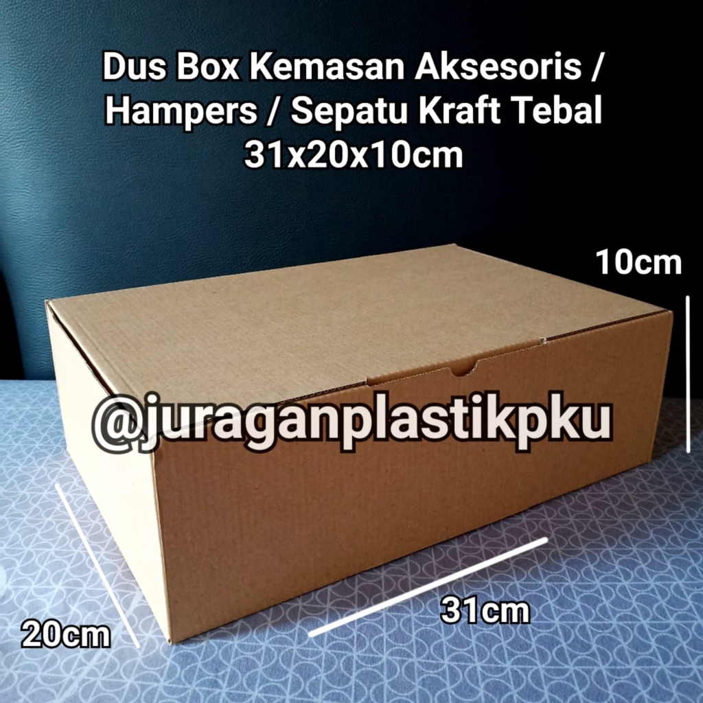 

Dus Box 31x20x10 cm Tebal | Kotak Kardus Kado Aksesoris Sendal Flat Sepatu Hampers Kraft 30x20