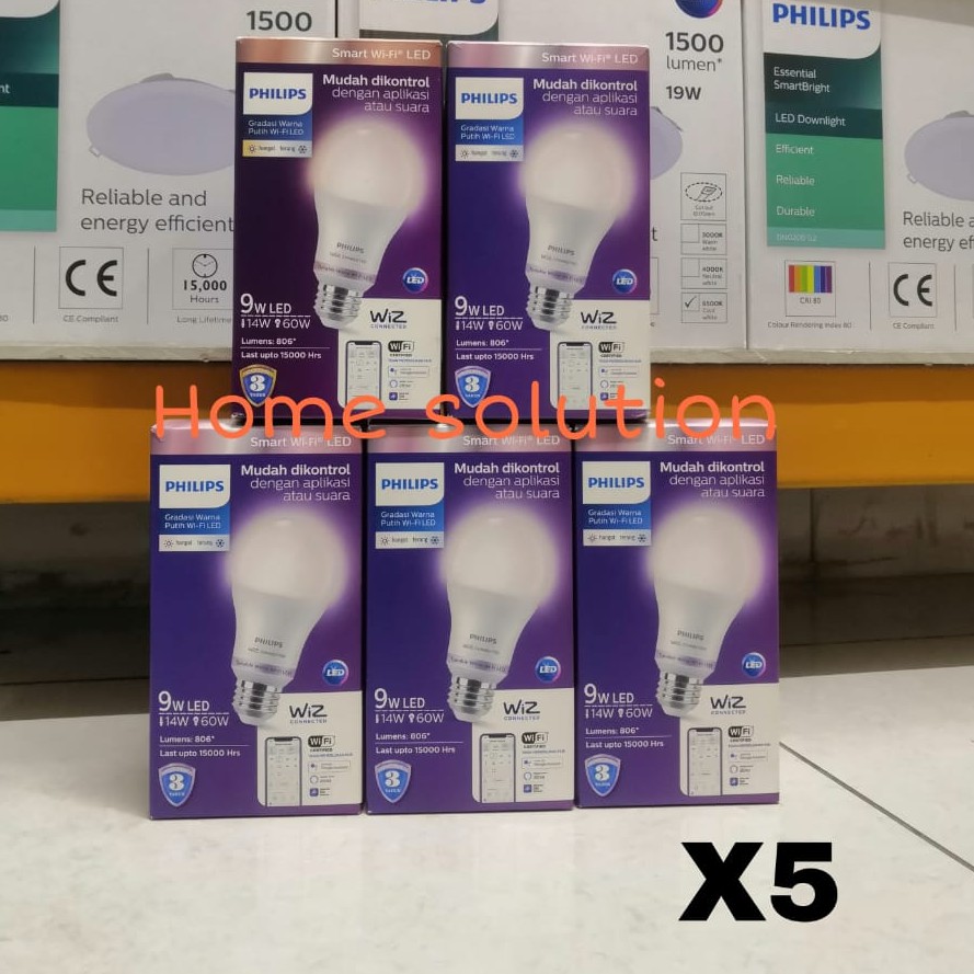 Lampu Smart Philips Smart WIFI LED 9W (x5)