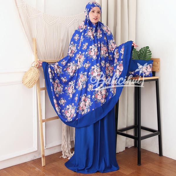 Balicihui Mukena Nadia Biru 2 Mukena Bali Jumbo Mukena Bali Dewasa Mukena Dewasa Jumbo by Balicihui