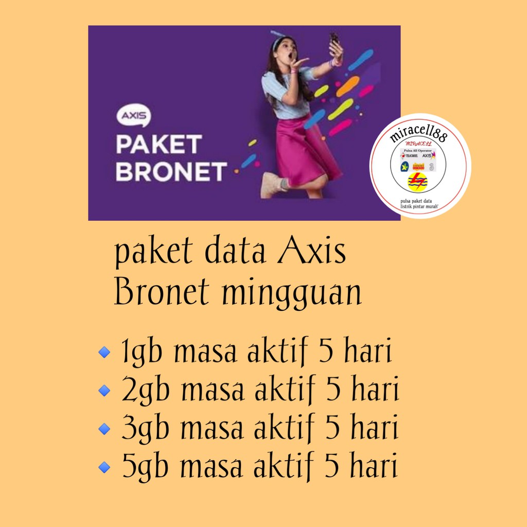 Miracell88 Paket Data Axis Bronet Mingguan Masa Aktif 5 Hari Paket Internet Axis Murah Shopee Indonesia