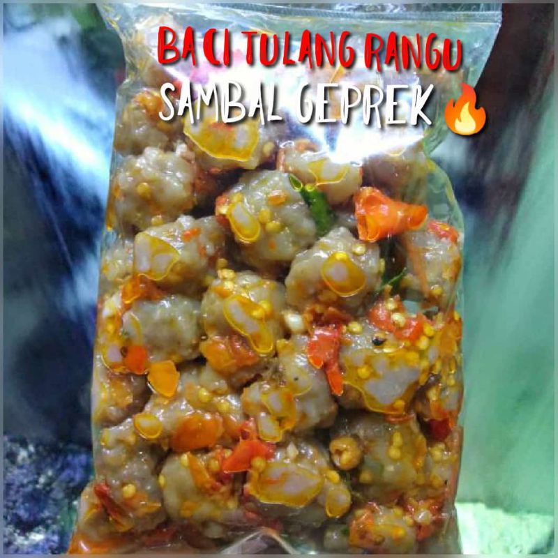 

Bacitul sambal geprek/baso Aci tulang rangu/jajanan pedas Garut/baso Aci tulang rangu khas garut