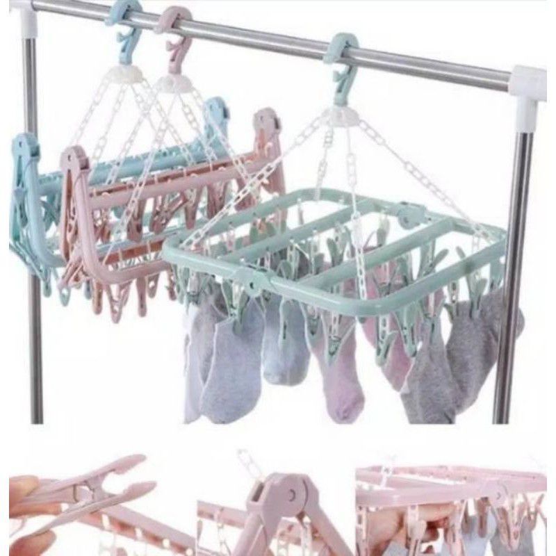 Z3 Hanger 32 jepitan / jemuran kaus kaki / jemuran bra jepitan kain baju