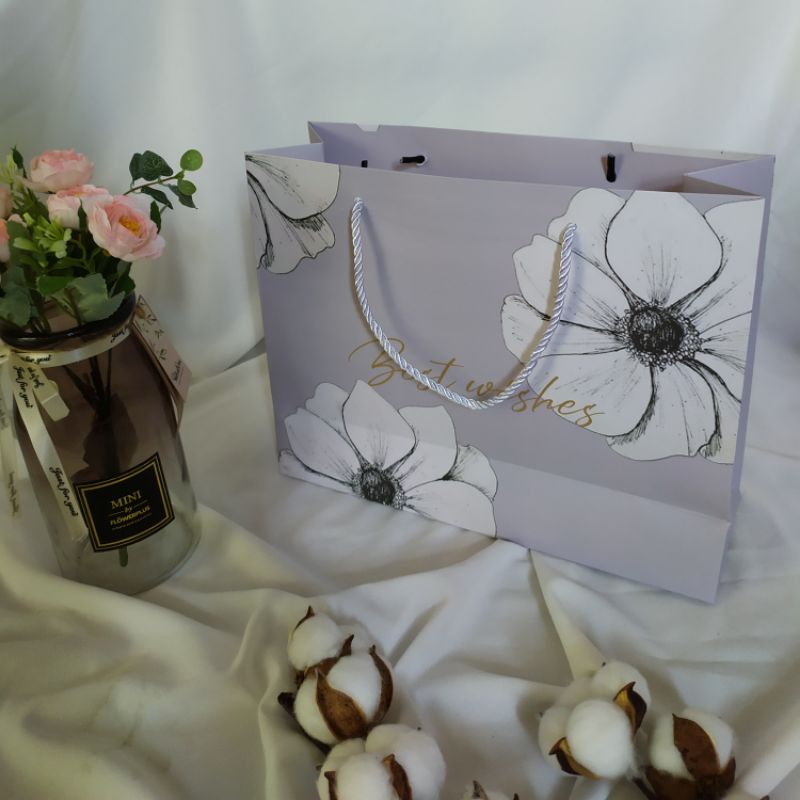 Paper Bag Motif Bunga (PBP/12) | Goodie Bag | Tas Kertas Kado | Tas Ulang Tahun-Bunga Daisy