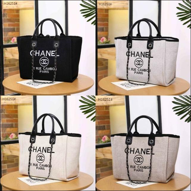 Bag Canvas - [Chanel Deauville Canvas Tote Bag 6251] Tas Fashion Wanita Impor Murah