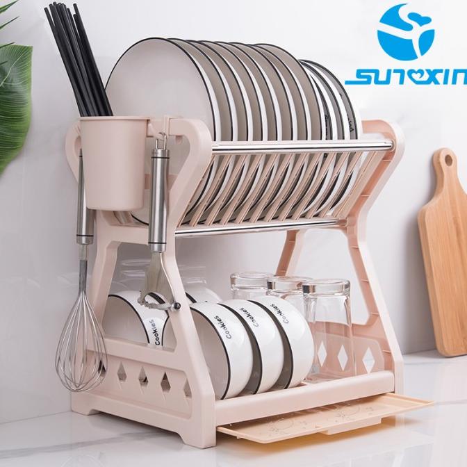 Diskon Sunxin - Rak Piring 2 Susun Plastik -2115/ Rak Piring Dapur Baskom