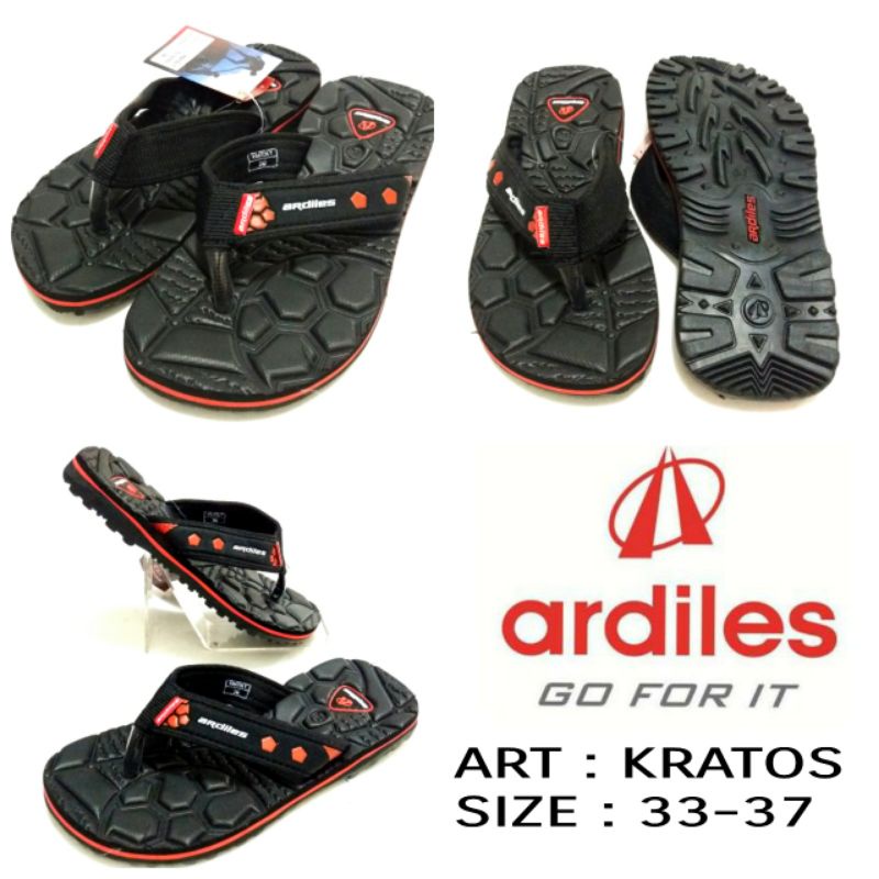 SANDAL JEPIT ANAK COWOK SIZE TANGGUNG HITAM MERAH ARDILES KRATOS size 33-37