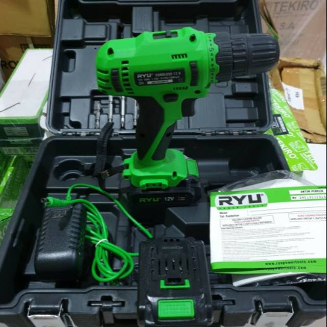 MESIN BOR CORDLESS RYU RCD 12V BATERAI RYU RCD12 BOX PLASTIK