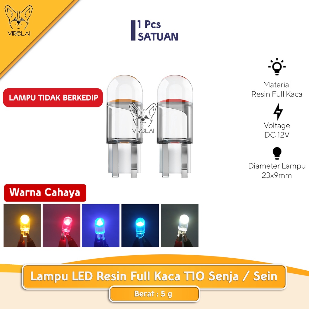 [SATUAN] Lampu LED Resin Full Kaca T10 Senja / Sein Mobil / Motor Universal