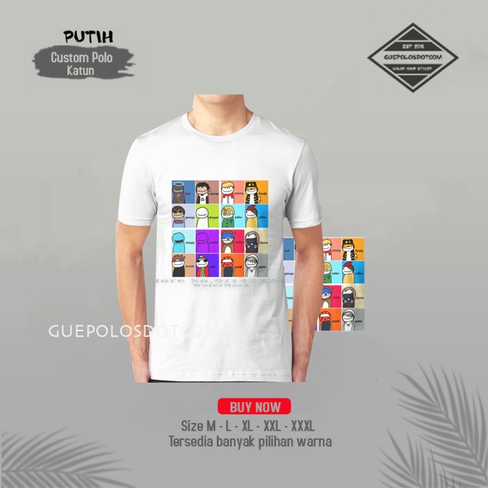 Dream Smp Classic T-Shirt - KAOS MINECRAFT DREAM TEAM KOTAK KOTAK - Putih, 2 -RADSHA CLOTH