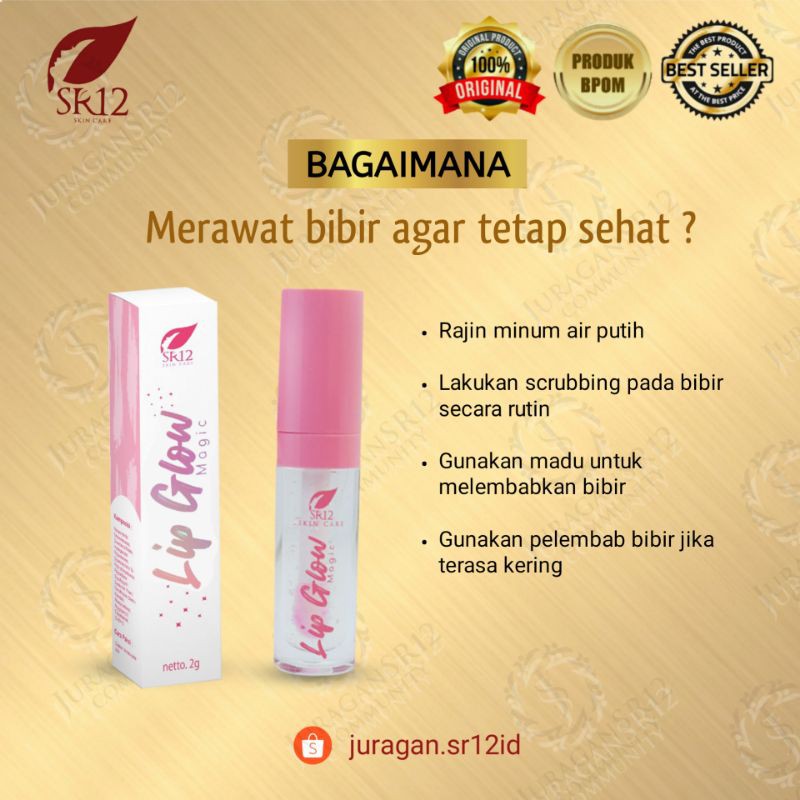 LIP GLOW MAGIC SR12 LIP GLO MELEMBABKAN BIBIR CERAH MERONA WARNA TAHAN LAMA EFEK GLOSSY