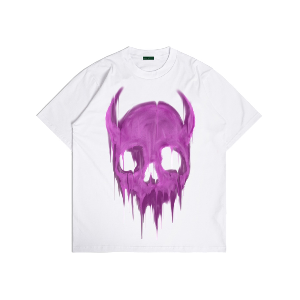 Colourspace Kaos Oversize Paint Skull Heavy Cotton TO 013 White