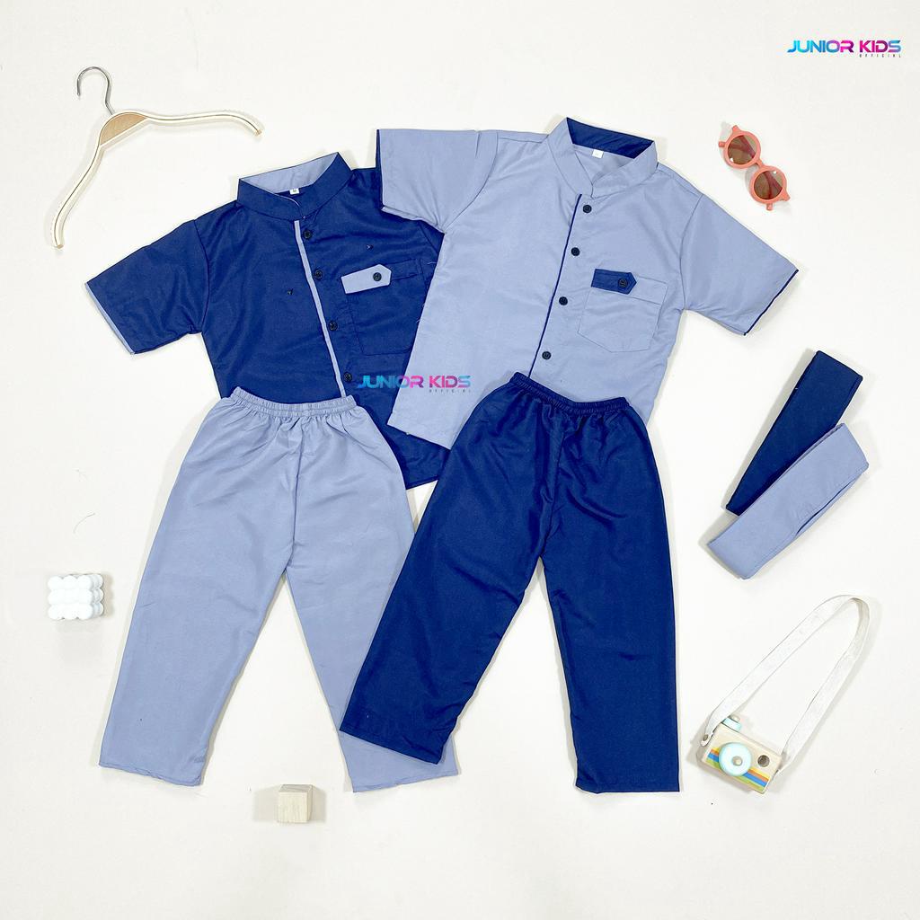 Junior kids - set koko adam setelan koko kancing anak laki laki usia 1-10 tahun