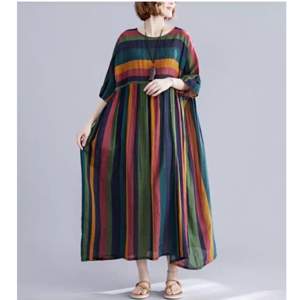 DRESS WANITA IMPORT 79001 3M THREE M RAINVANIA LOOSE DRES PREMIUM KOREA FASHION KOREAN STYLE