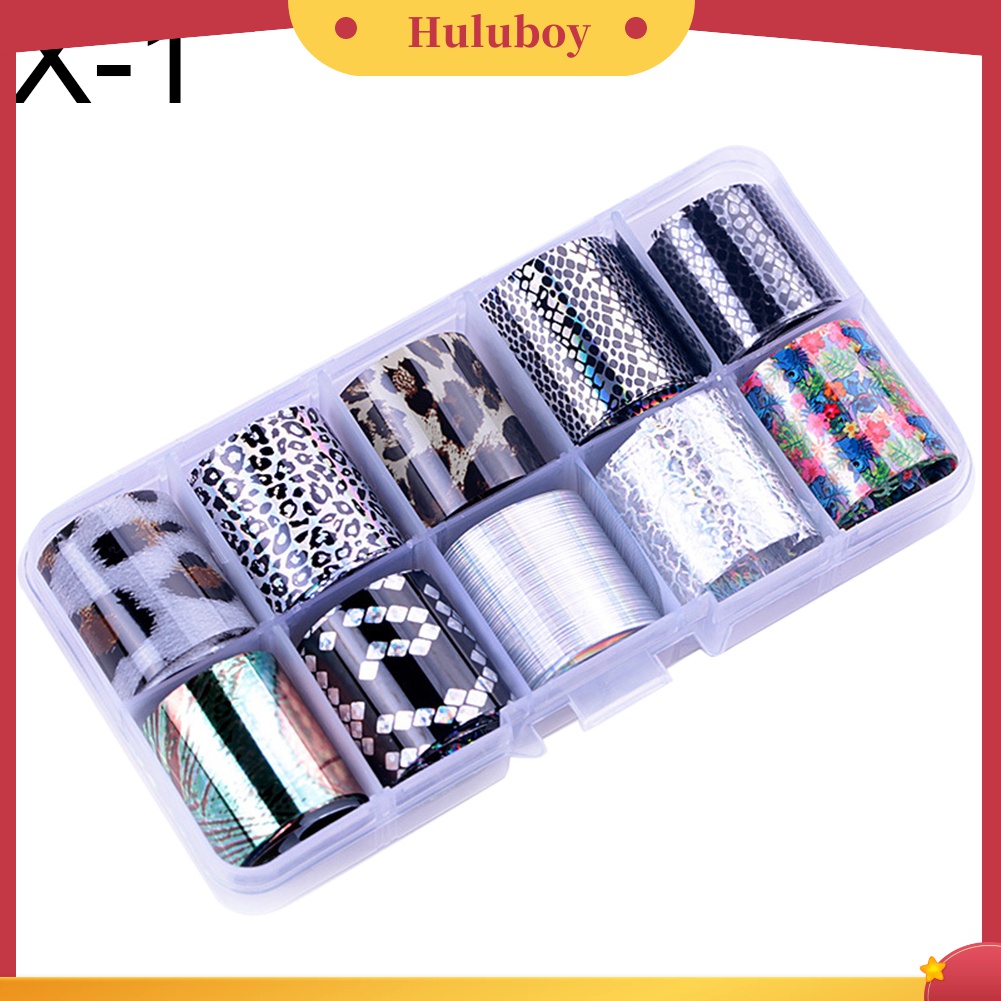 Huluboy Huluboy♡ 10 Rol / Set Stiker Foil Glitter Laser Untuk Dekorasi Manicure DIY