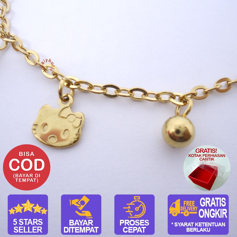 Lovelybutik Gelang Tangan Titanium Cutie Gelang Rantai Wanita  Titanium  BONUS KOTAK PERHIASAN