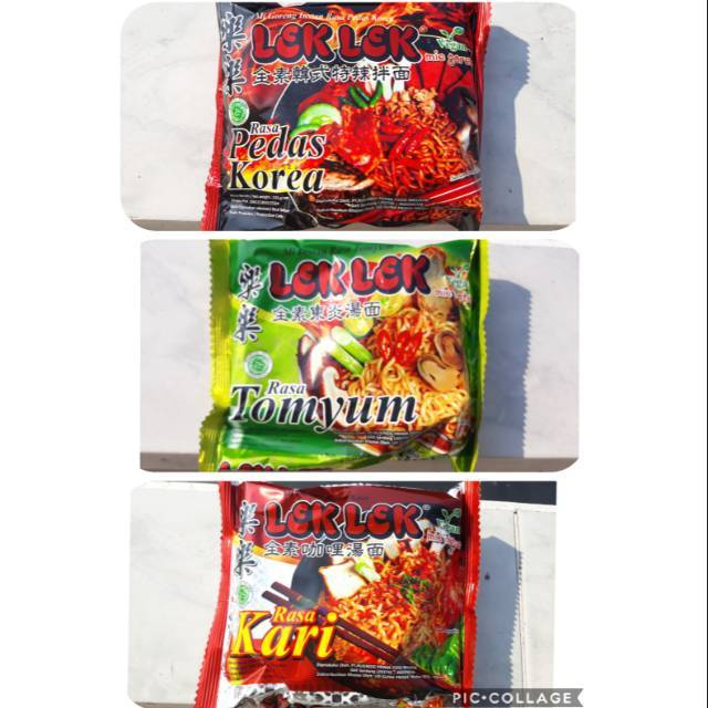 

Mie Lek Lek rasa Pedas Korea Goreng - Tom Yum - Kari Vegan Vegetarian dan Halal