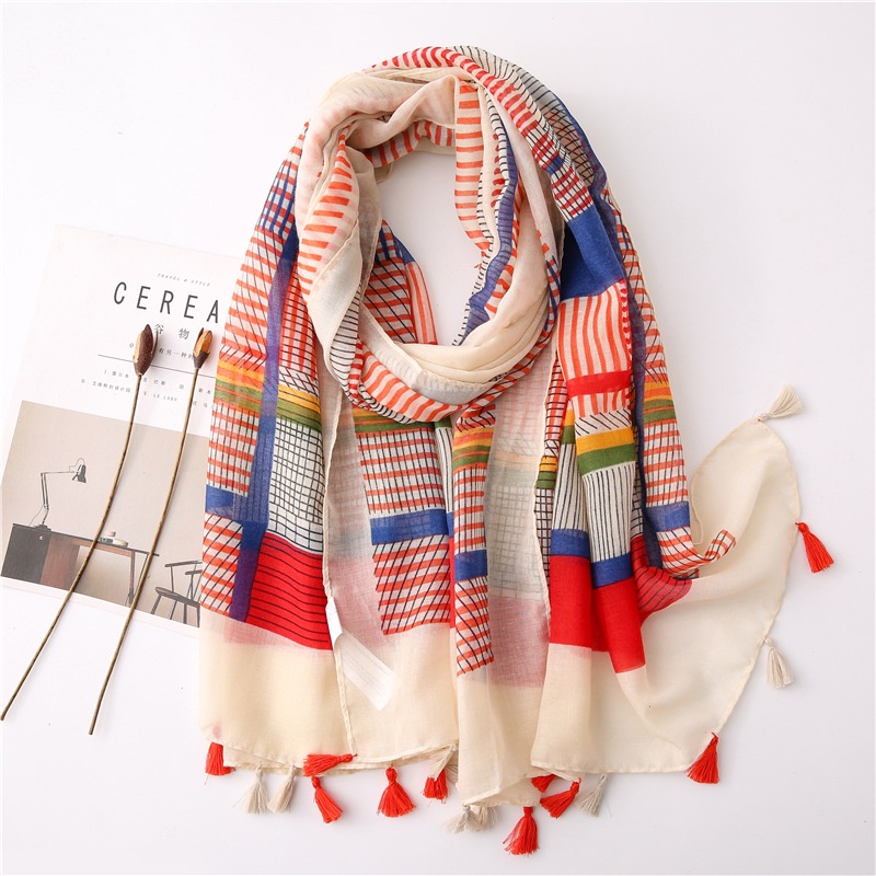 ITSFRIDAY HIRKA Scarf  - Premium Pashmina Shawl Selendang Syal Pasmina Hijab Import Motif Flower Baby Pink Cantik Tassel