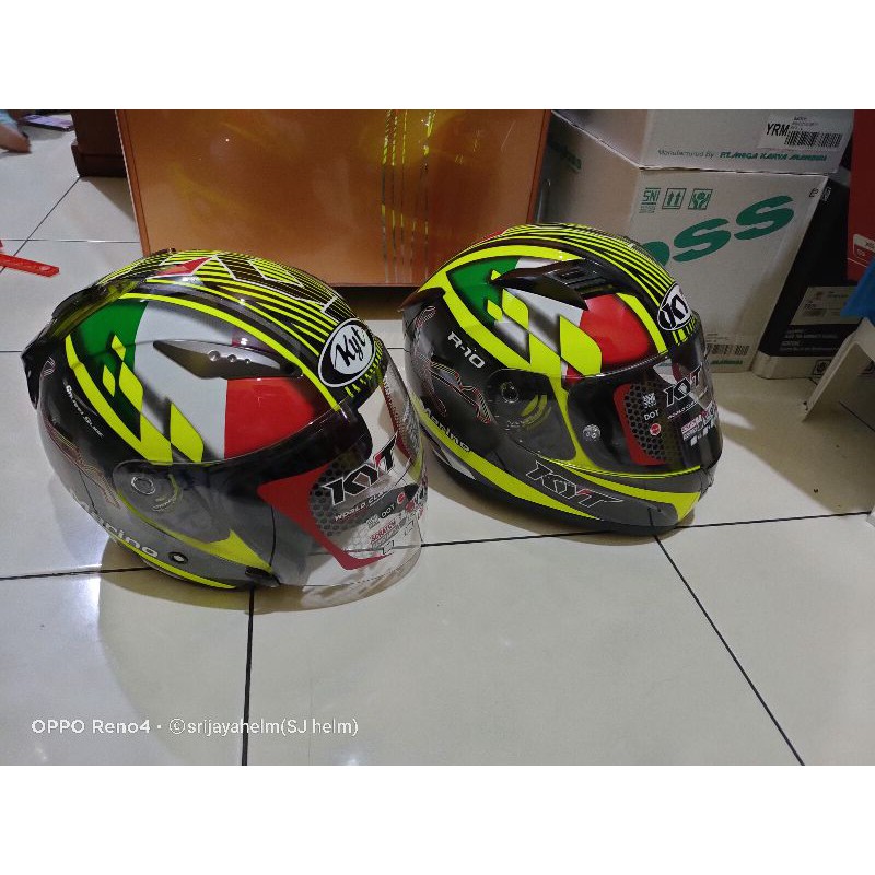 HELM KYT R10 SANMARINO+KYT GALAXY SANMARINO DOBEL VISOR COUPLE 2PC